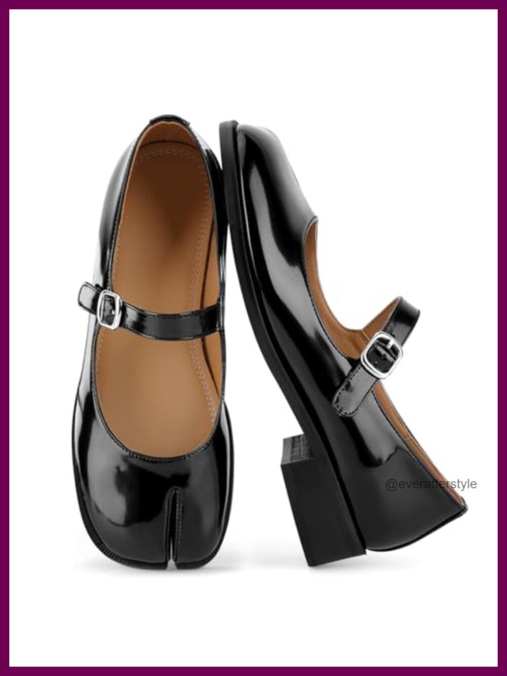 Tabi Split Toe Mary Jane Flats Faux Leather Women Work Casual